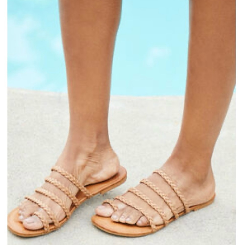 LA Hearts Braided Multi Strap Slide Sandals, Color Cognac, Size 8, NEVER WORN